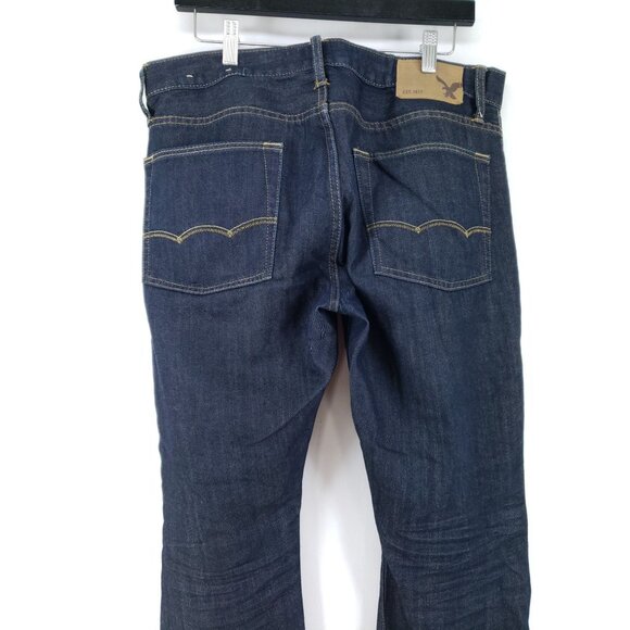 American Eagle Slim Straight Jeans Men's Size 32/32 Dark Wash - Picture 4 of 6